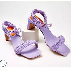 SCHUTZ Lilac Leather Braided Mid-Heel Sandals - Blair 7B